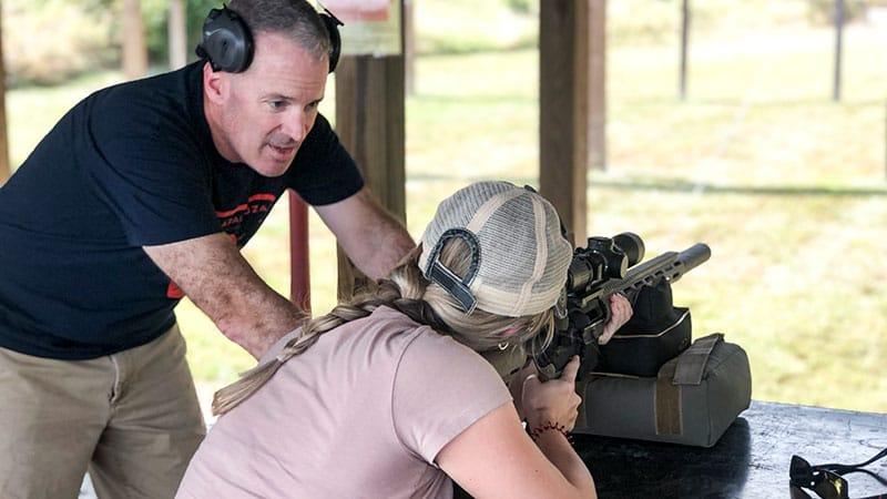Employees at the firing range