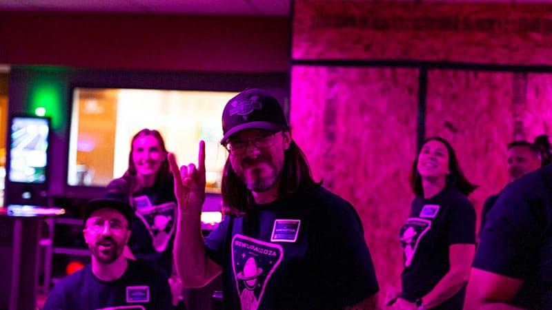 Employees having fun at bowlapalooza