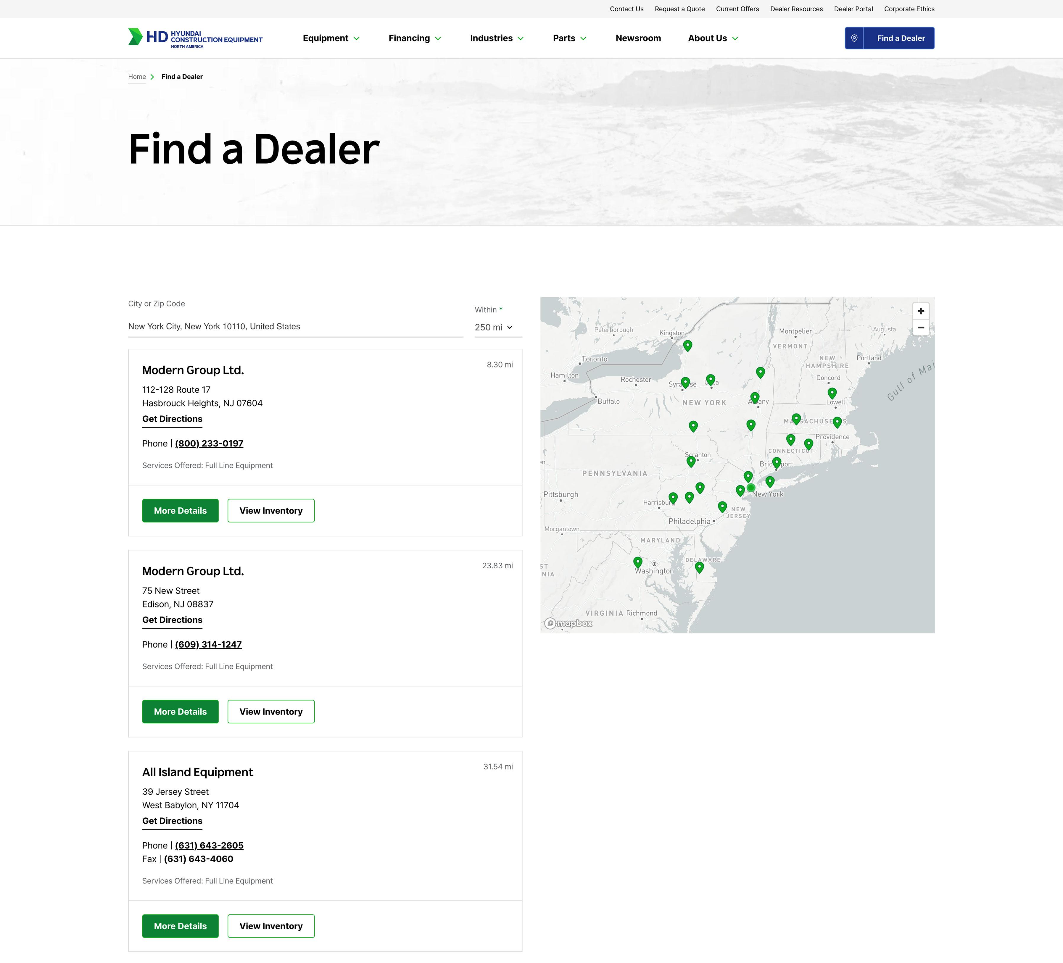 Hyundai Construction Equipment Website - Find a Dealer