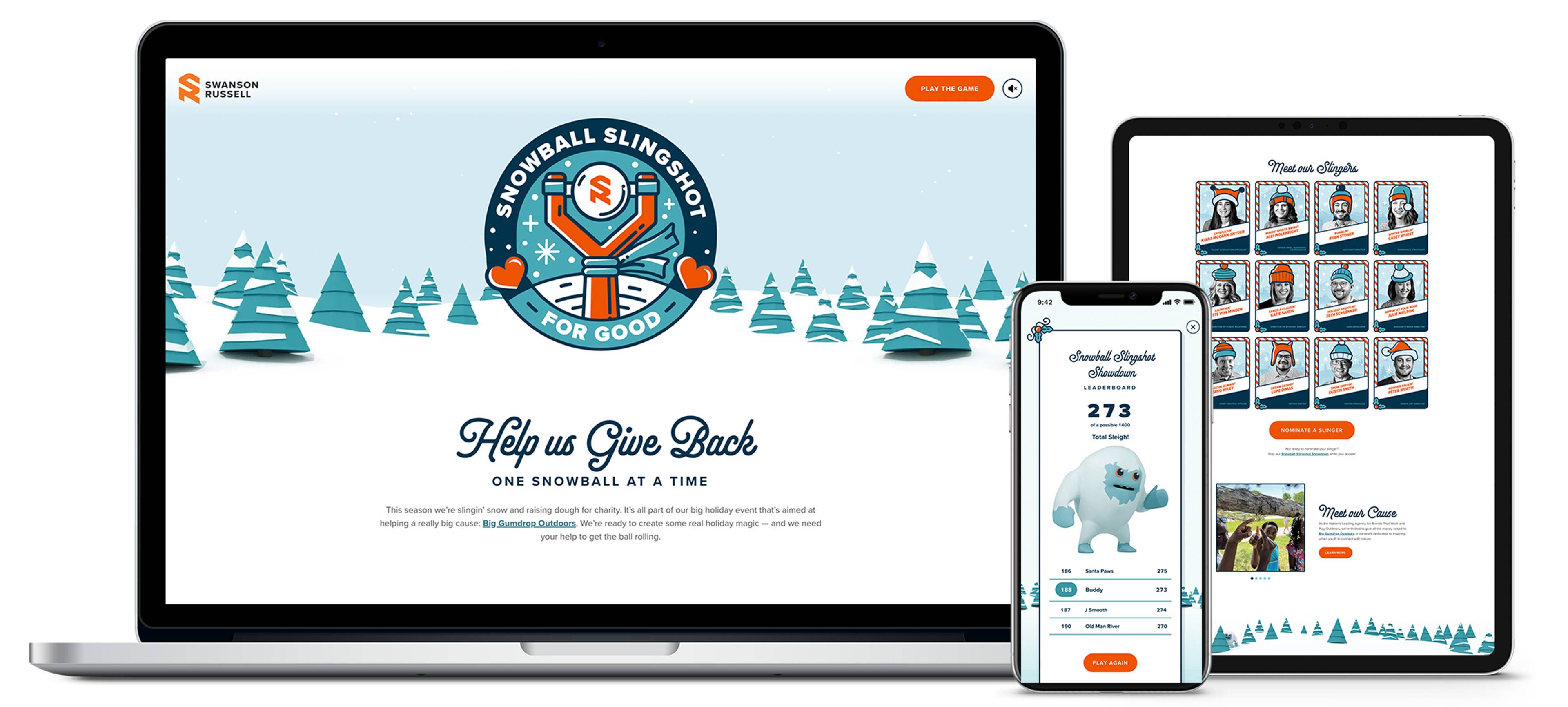 Snowball Slingshot for Good Landing Page