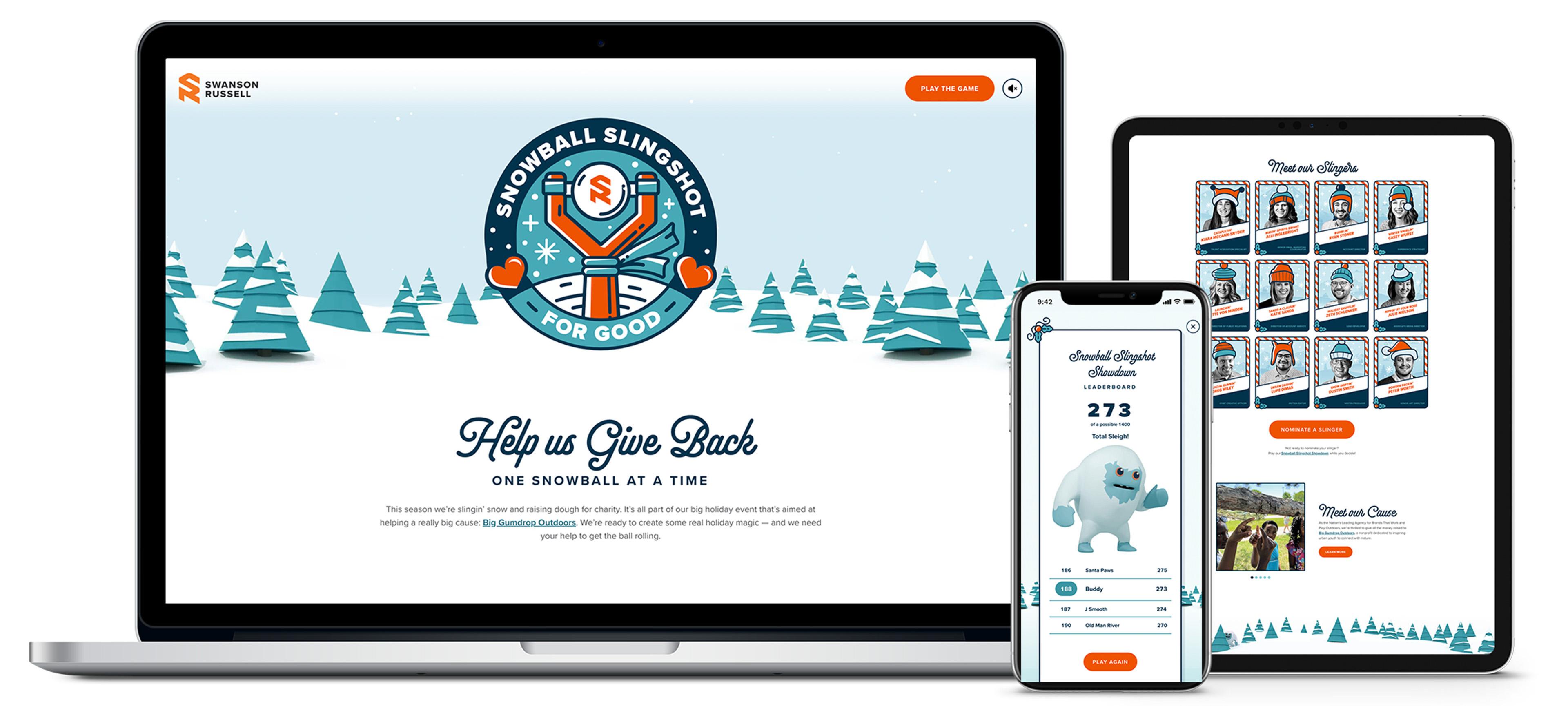 Snowball Slingshot for Good Landing Page