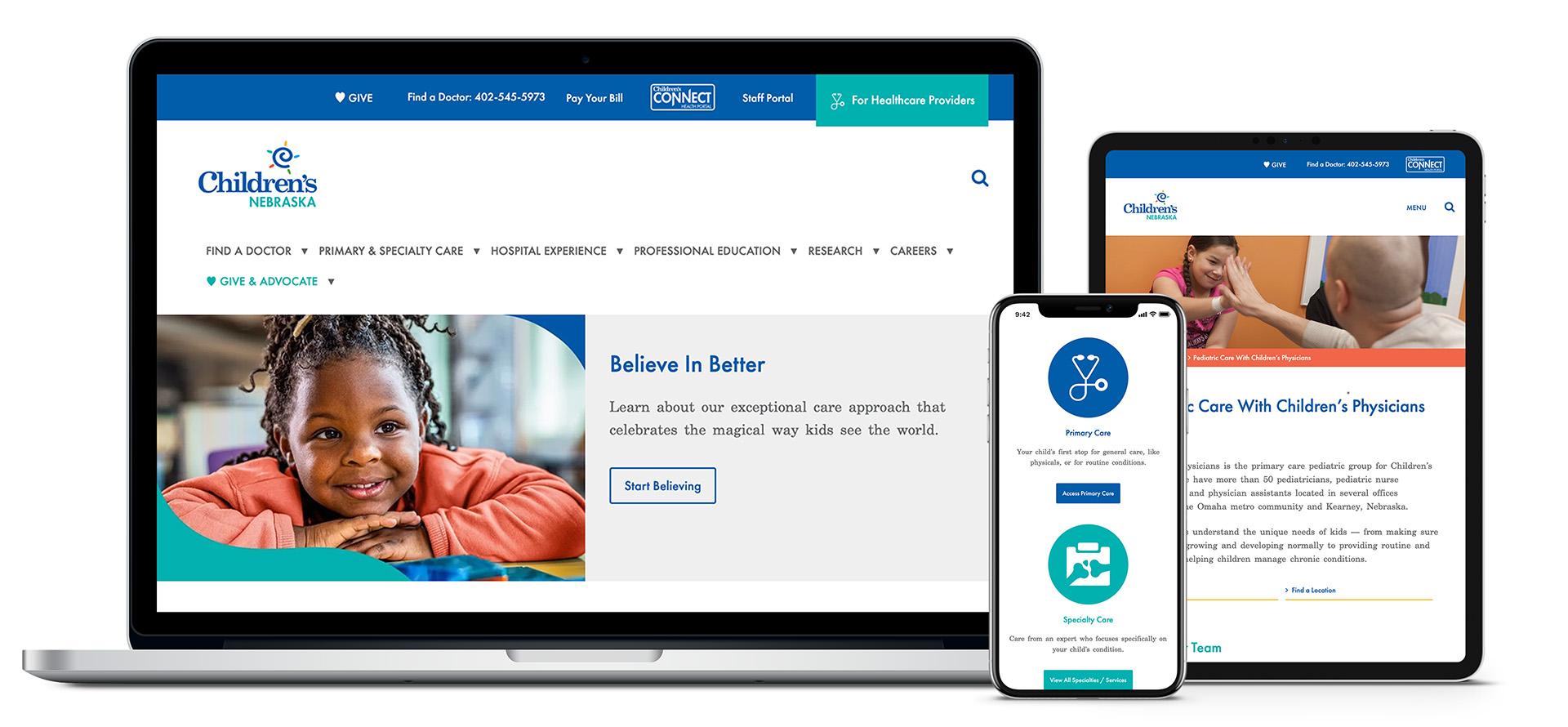 Children's Nebraska: Believe in Better Website