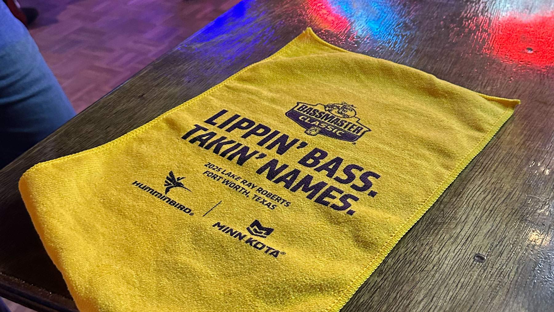 Custom printed screen cleaning cloth for Bassmaster 2025.