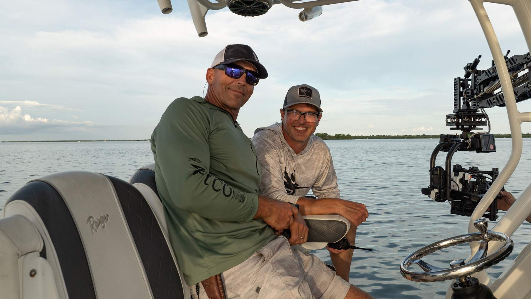 Behind the scenes team of people who were on a fishing client photoshoot.
