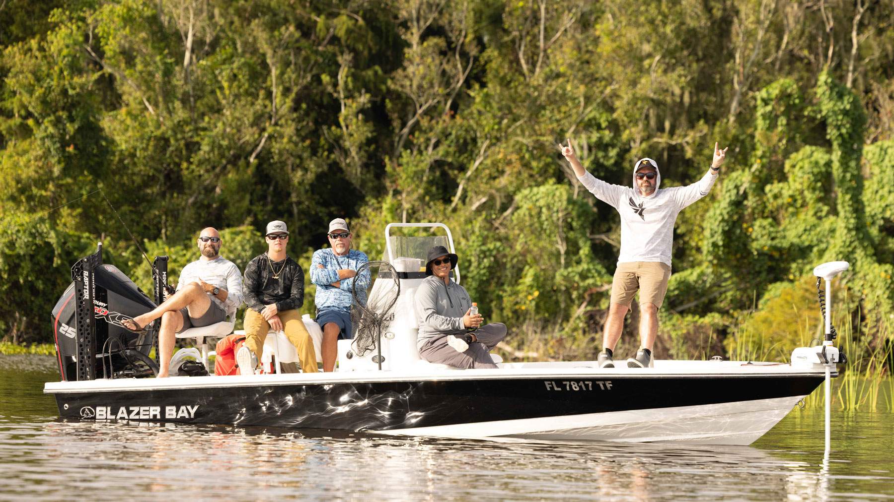 Behind the scenes team of people who were on a fishing client photoshoot.