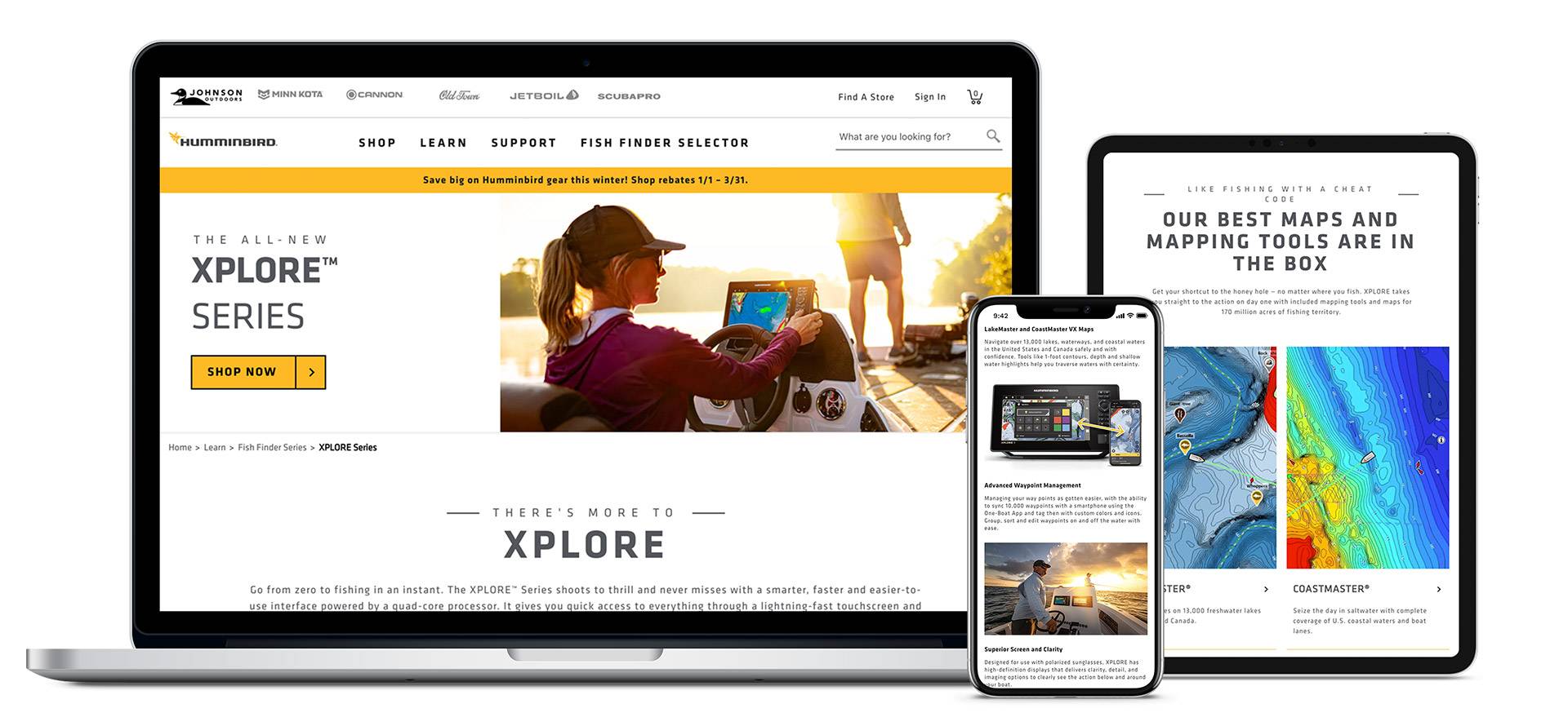 Humminbird XPLORE Landing Page