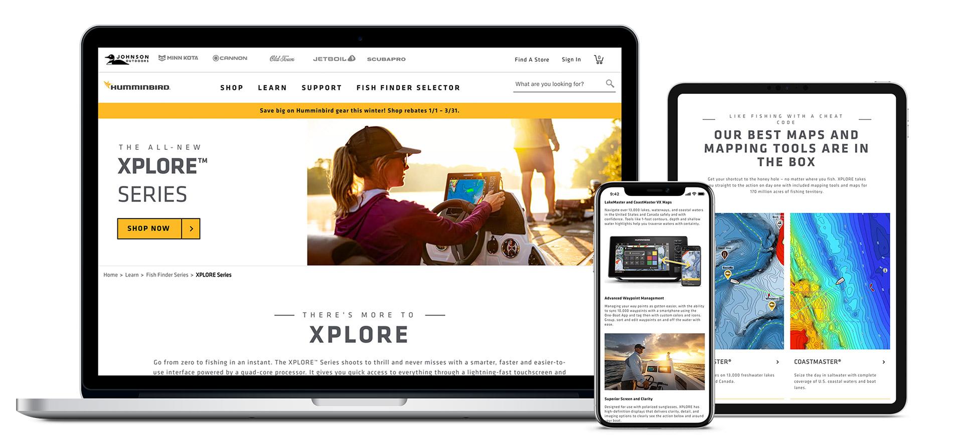 Humminbird XPLORE Landing Page
