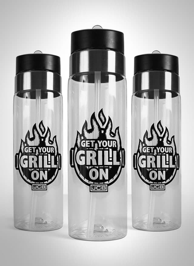 get your grill on promotional water bottle