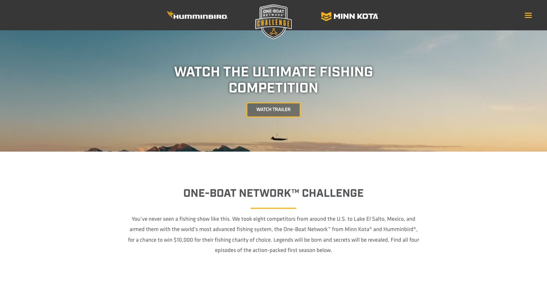 One-Boat Challenge Desktop Landing Page