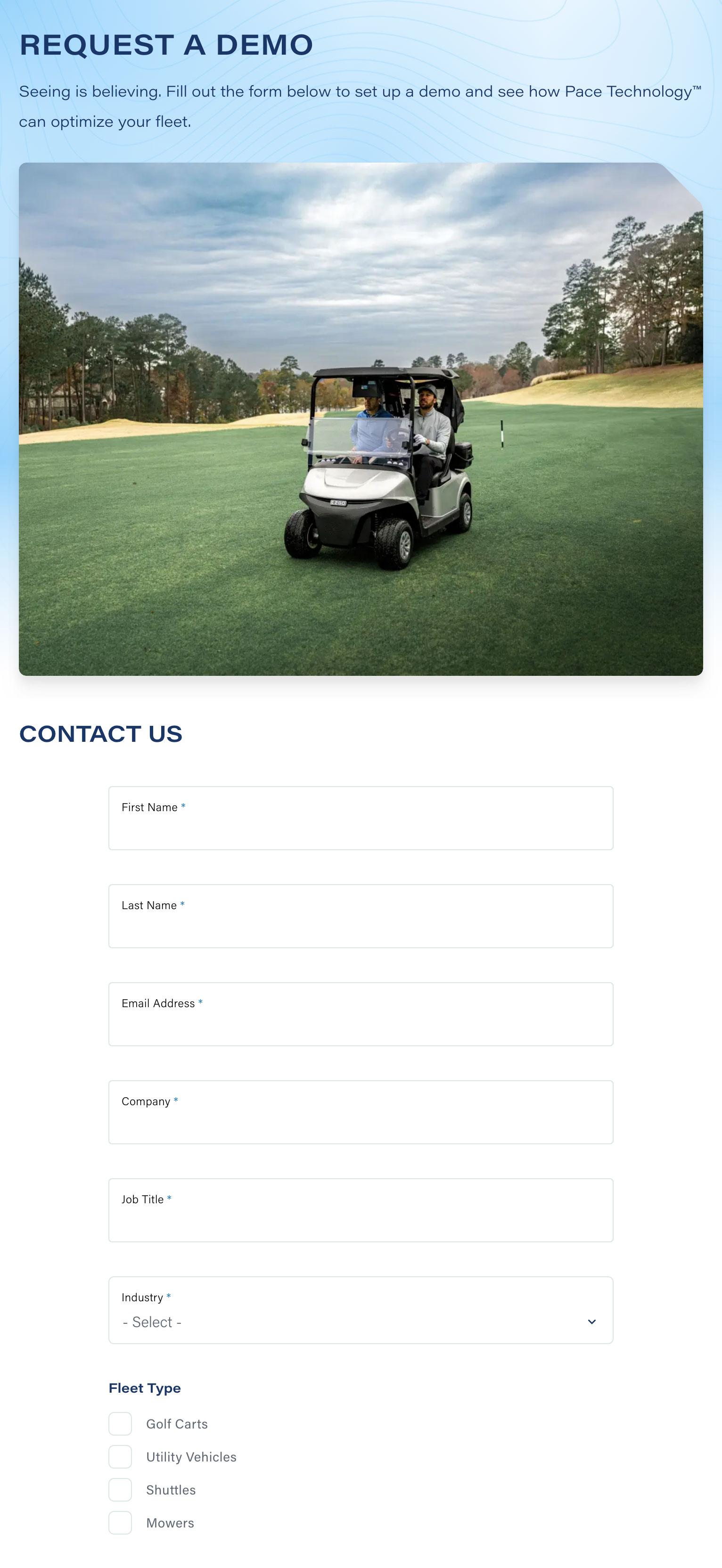 Pace Technology Website Feature Request a Demo