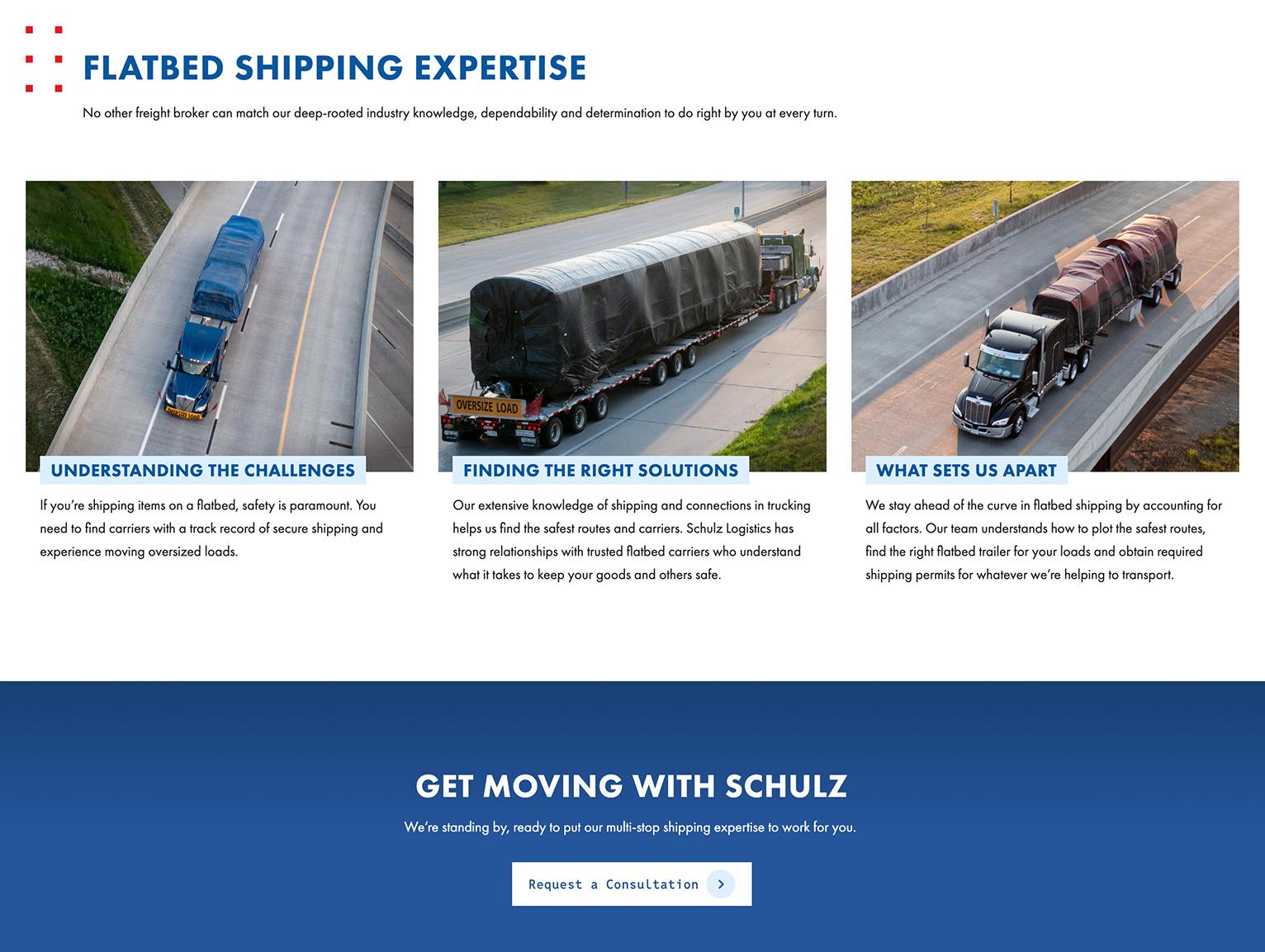 Schulz Logistics Website Flatbed