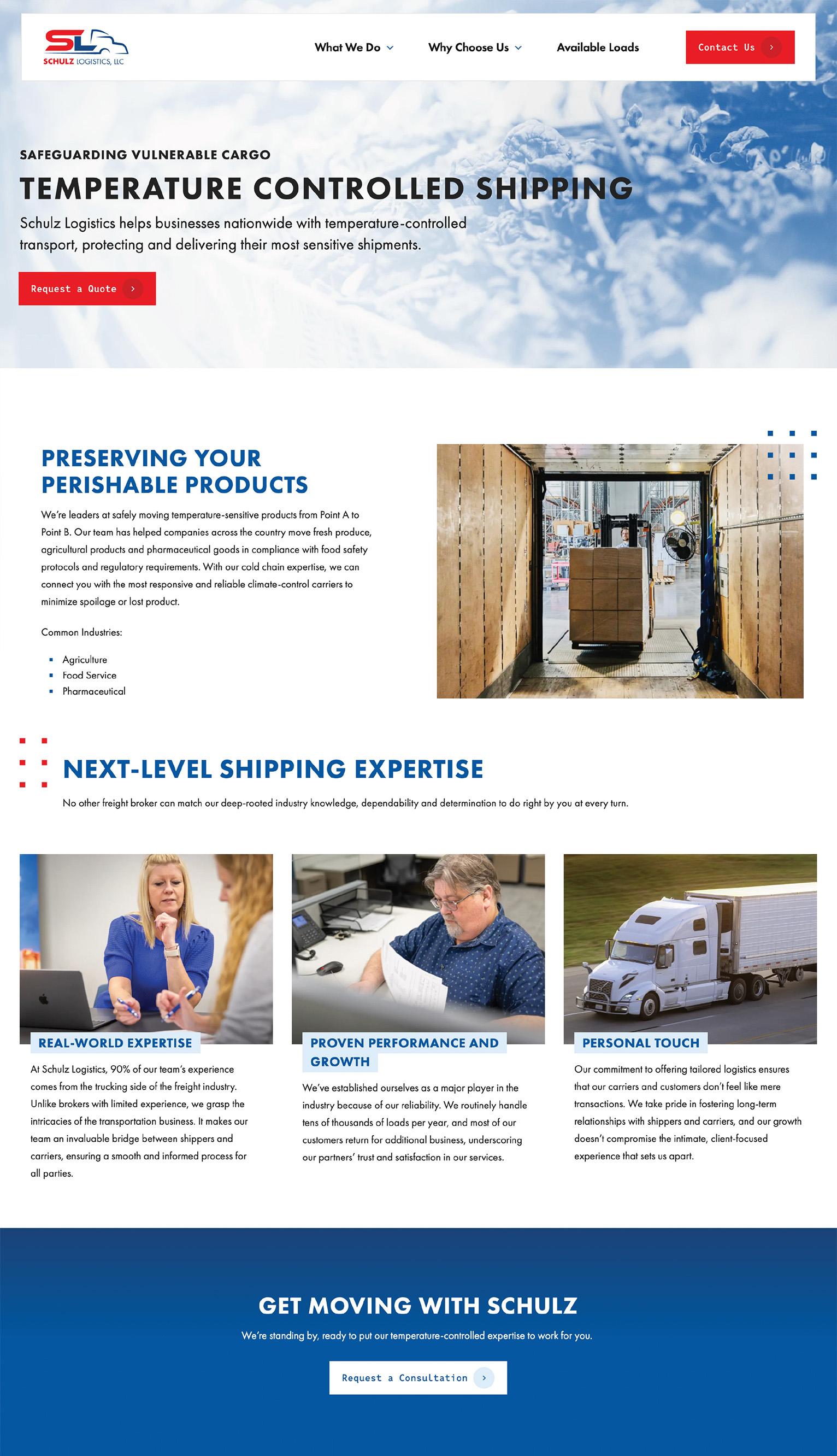 Schulz Logistics Website Temperature