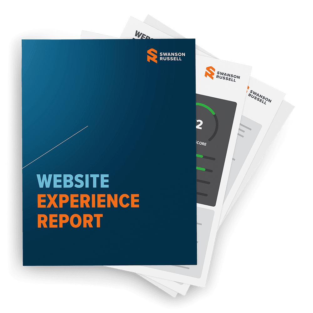 A document mockup of Swanson Russell's website experience report.